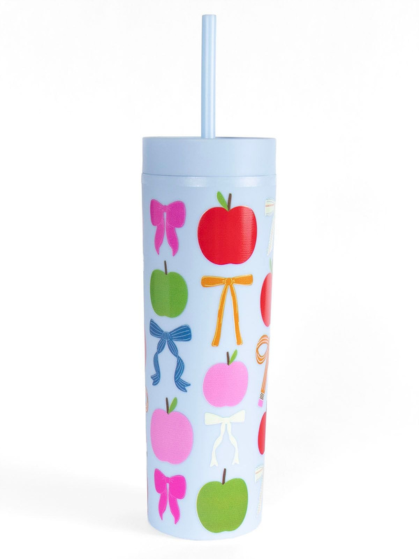 Apples & Coquette Bows Acrylic Skinny Tumbler, 3 of 3