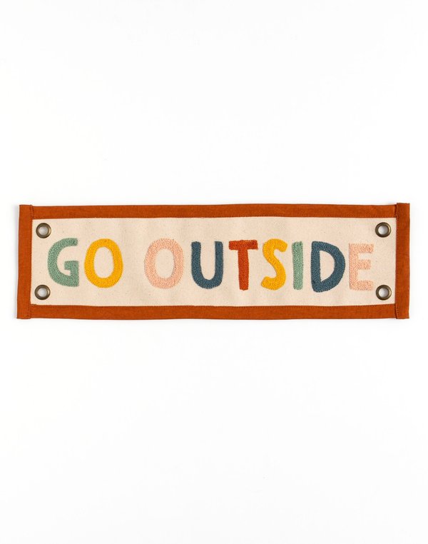 Rainbow Go Outside Embroidered Canvas Banner, 2 of 5