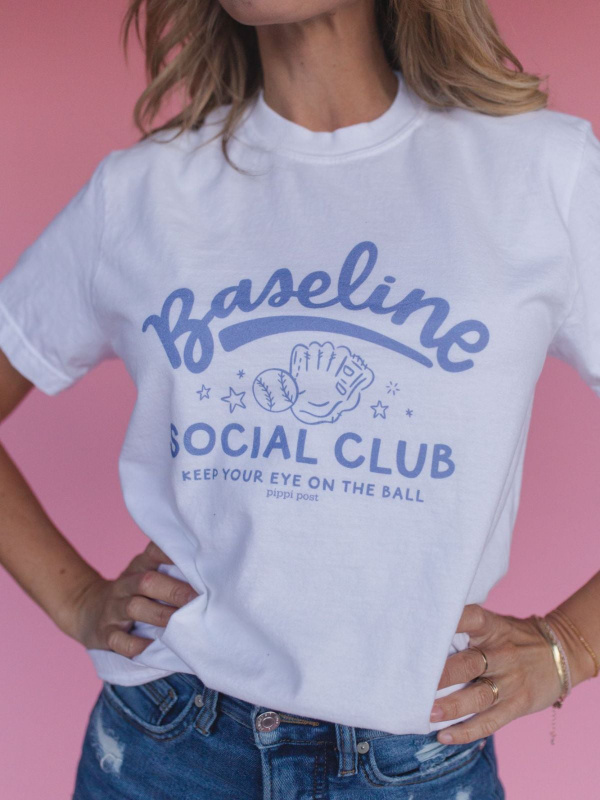 Baseline Social Club Baseball Tee - White, 1 of 3