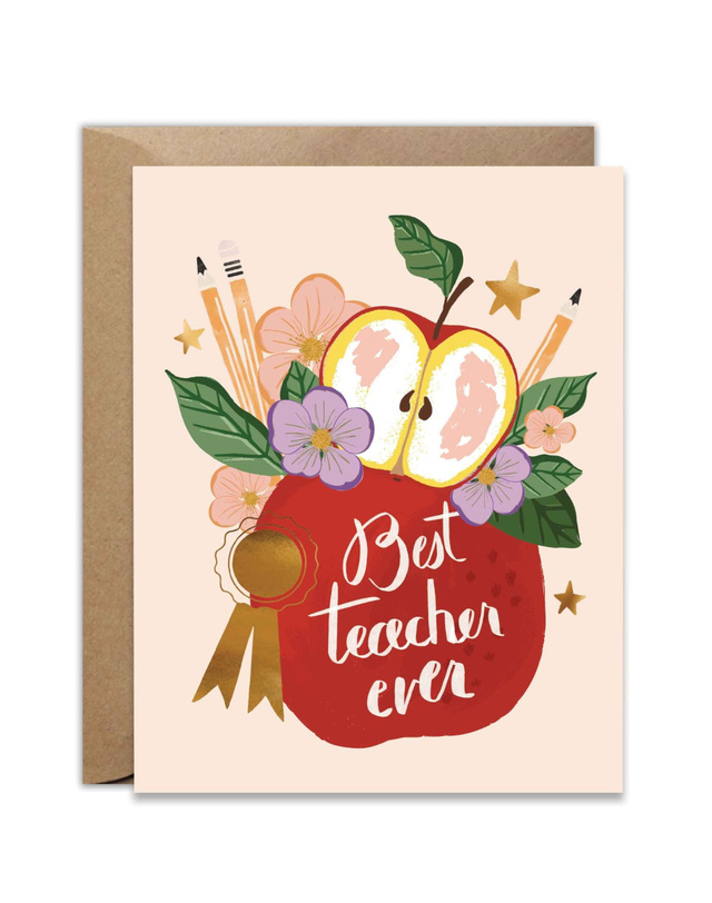 Best Teacher Ever Apple Greeting Card, 1 of 1