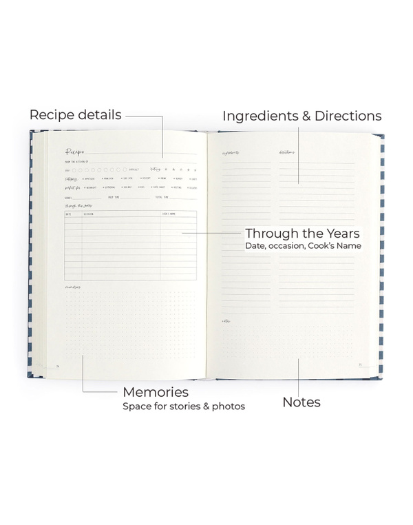 Navy Gingham Heirloom Recipe Book, 3 of 14