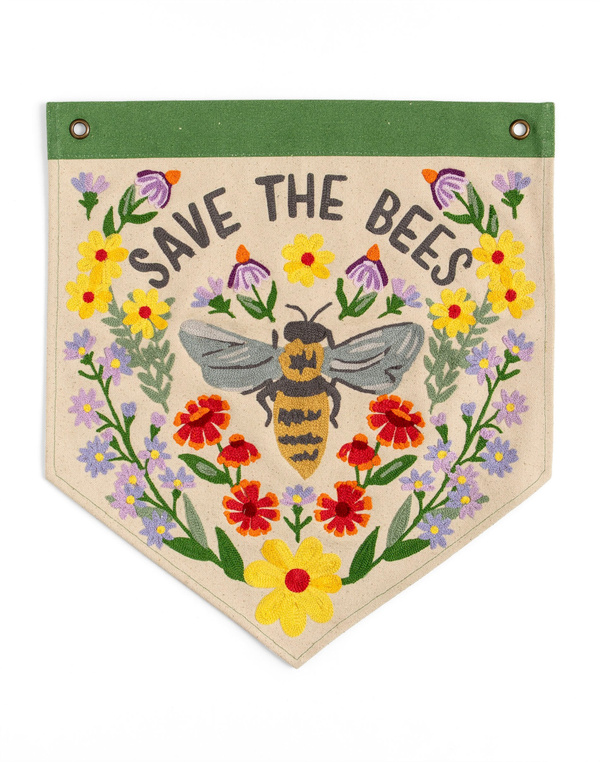 Save The Bees Embroidered Canvas Banner, 3 of 6