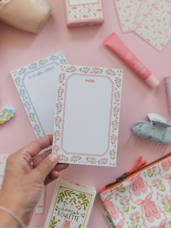 Notes Pink Floral 4×6 Notepad, 1 of 2