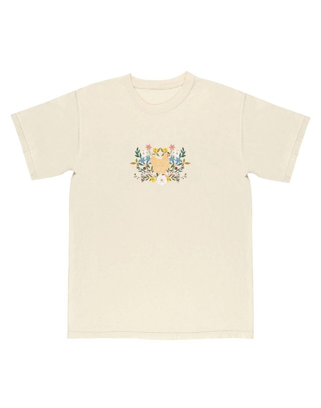Chicken & Flowers Tee - Ivory, 2 of 5