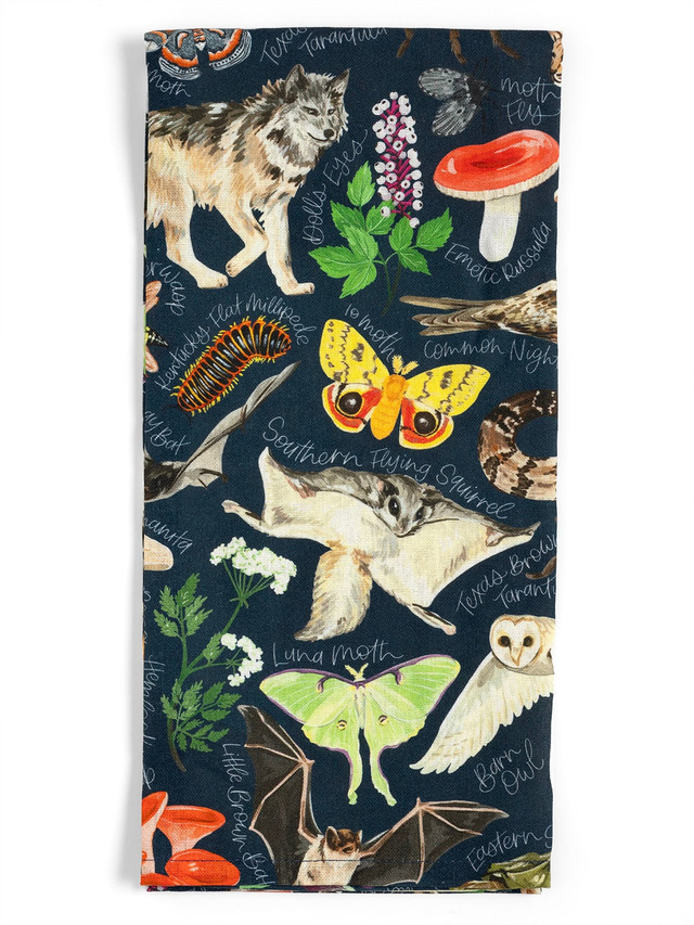 Midnight Flora & Fauna Kitchen Tea Towel, 3 of 4