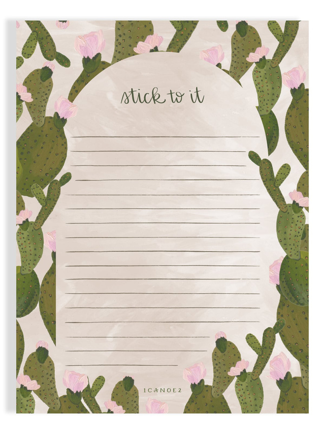 Stick To It Prickly Pear Cactus 4×6 Lined Notepad, 2 of 2