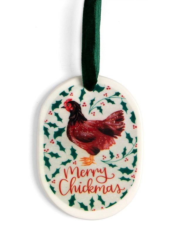 Merry Chickmas Chicken Christmas Ornament, 1 of 2