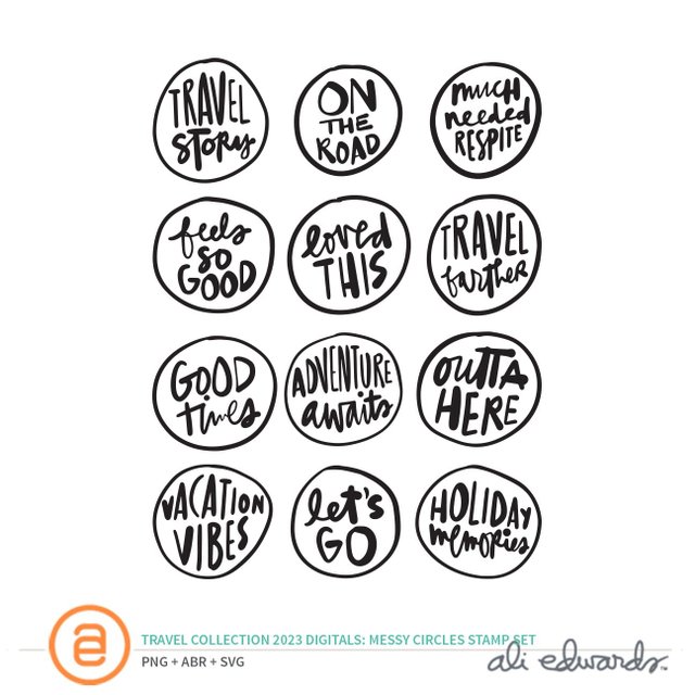 Travel Collection 2023 6×8 Digital Travel Messy Circles Stamp Set, 1 of 1