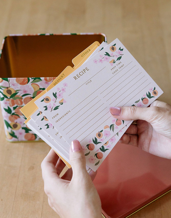 Peach Blossom Tin Recipe Box, 2 of 6