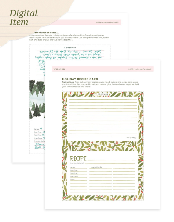 Digital Printable Holiday Recipe Card, 1 of 2