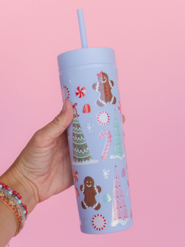 Christmas Cookies & Candy 16oz Skinny Acrylic Tumbler - Sky Blue, 2 of 3