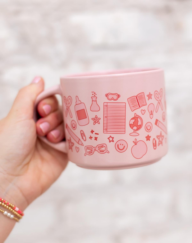 Classroom Icons Ceramic Mug - Pink, 3 of 4