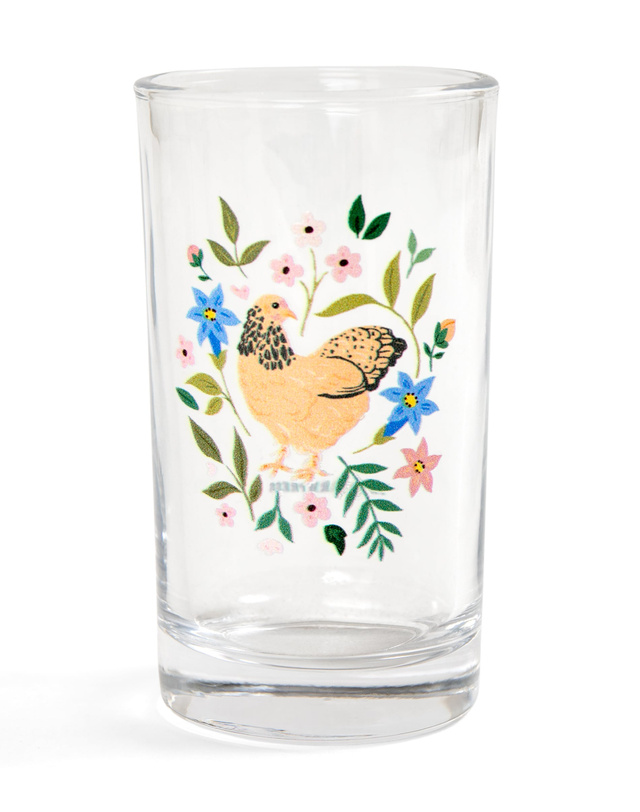 Brahma Chicken Folk Floral Mini Juice Glass, 3 of 3