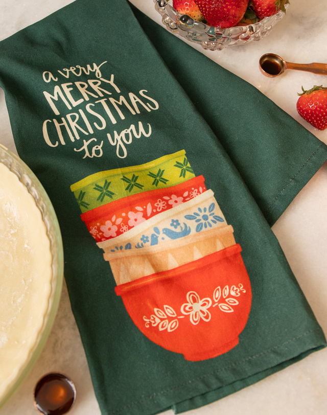 Merry Christmas Mixing Bowls Kitchen Towel, 1 of 4