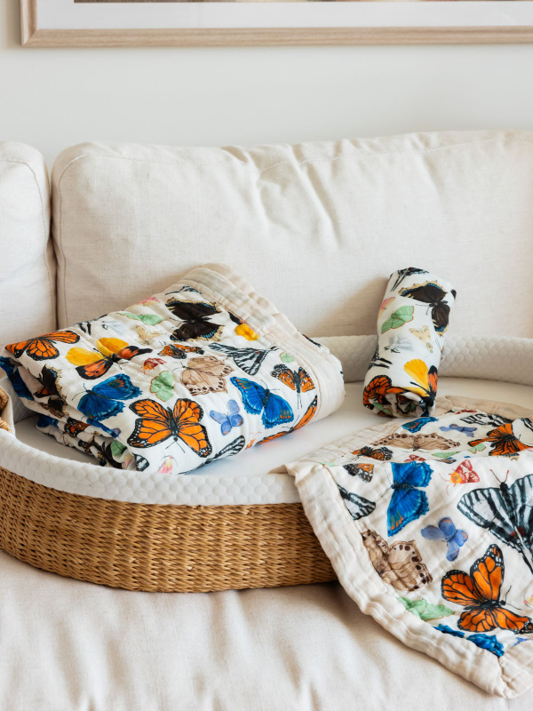 Flutter Friends Butterfly Baby Burp Cloths – Muslin Set of 2, 4 of 4