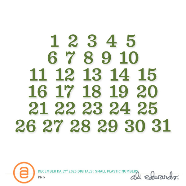 December Daily® 2025 Digital Small Plastic Numbers, 1 of 1