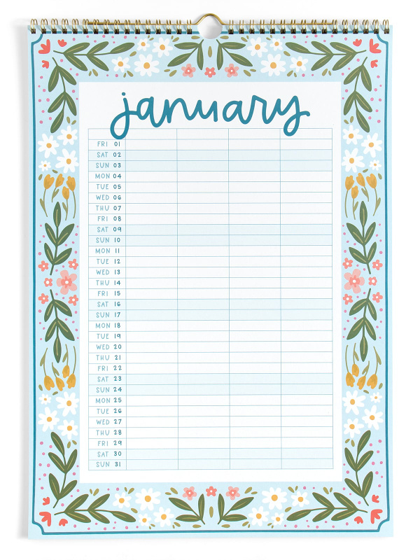 Family Planner 2027 Floral Spiral Hanging Wall Calendar, 7 of 10