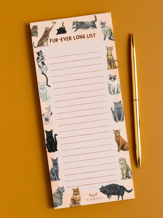Fur-Ever Long List Cats 4×9 To Do Notepad, 1 of 3