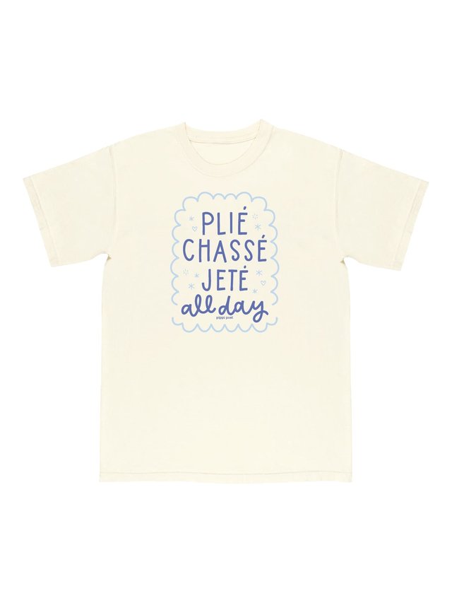 Plie Chasse Jete All Day Ballet Dance Tee - Ivory, 2 of 2