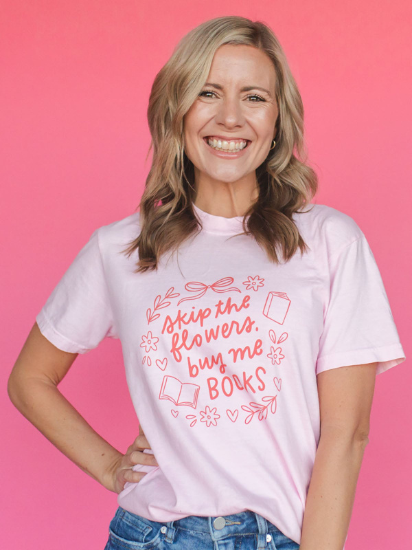 Skip The Flowers Buy Me Books Tee - Blossom, 1 of 2