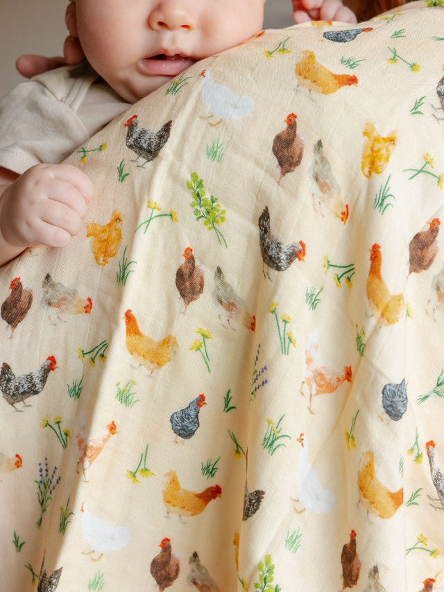 Chicken Meadows Baby Burp Cloths – Muslin Set of 2, 2 of 5
