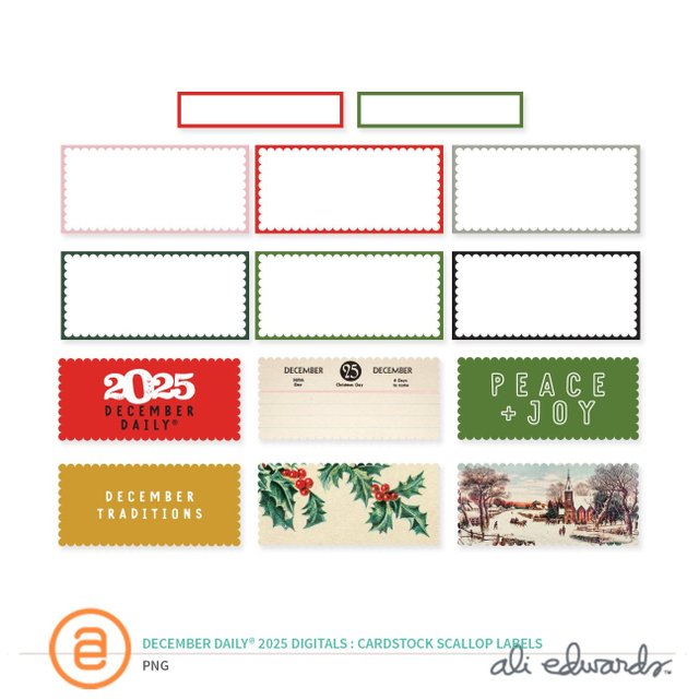 December Daily® 2025 Digital Cardstock Scallop Label Pack, 1 of 1