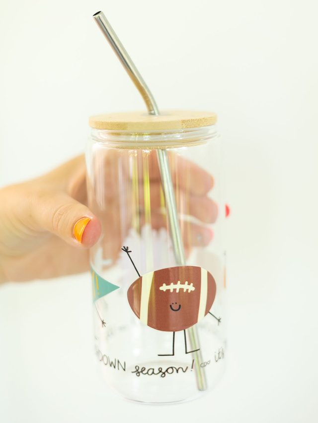 Game Day Doodle Friends Football Glass Can, 3 of 5