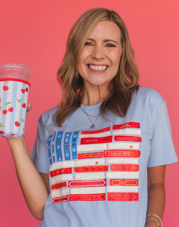 American Flag Books Tee - Hydrangea , 1 of 4