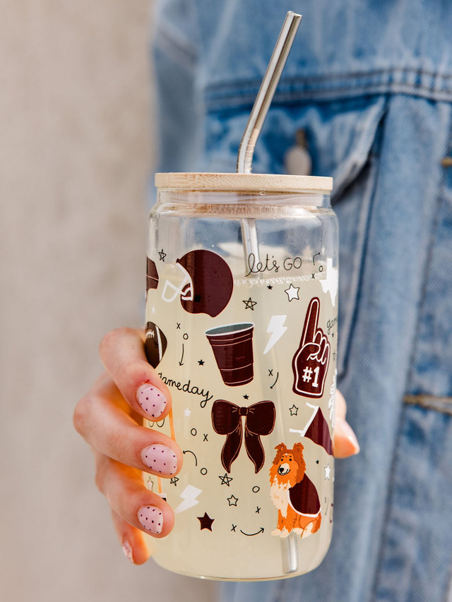 College Station Football Game Day Glass Can, 1 of 4