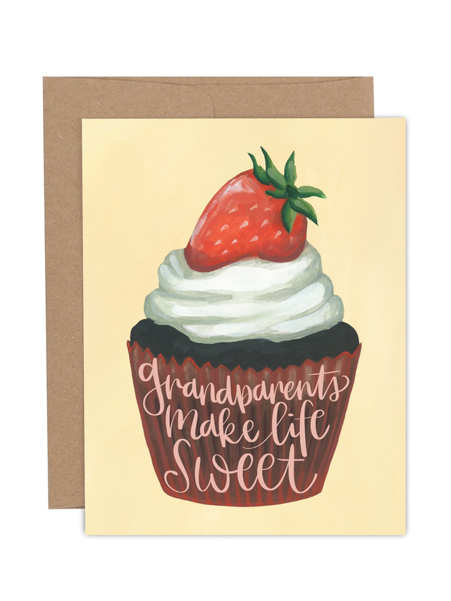 Grandparents Make Life Sweet Cupcake Greeting Card, 1 of 1