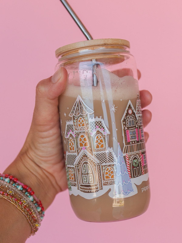 Gingerbread Village Christmas Glass Can, 2 of 5