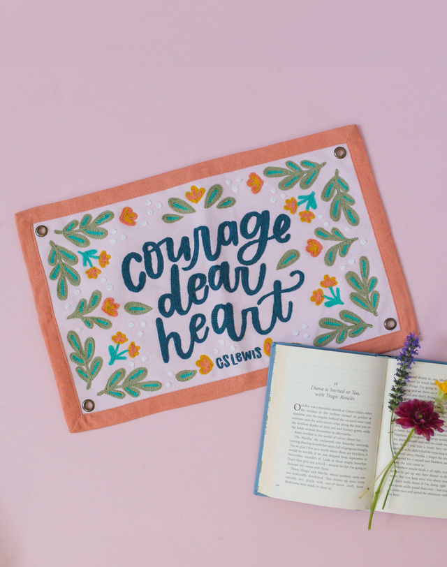 Courage Dear Heart Embroidered Canvas Banner, 3 of 7