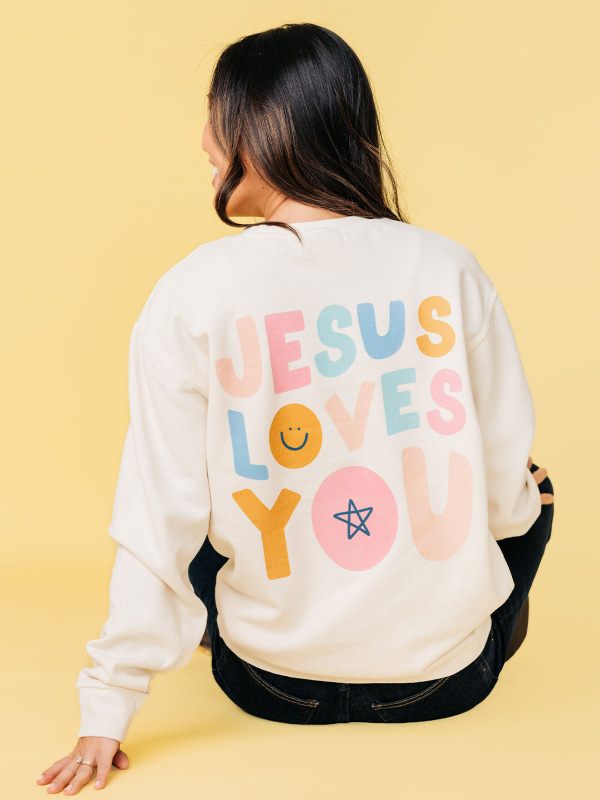 Jesus Loves You Sweatshirt - Ivory, 3 of 5