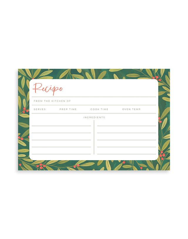 Holly Border Recipe Cards - Set of 15, 1 of 2