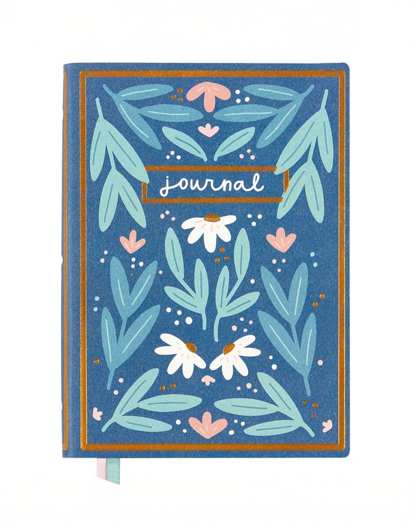 Blue Floral 5×7 Lined Softcover Book Journal, 2 of 4