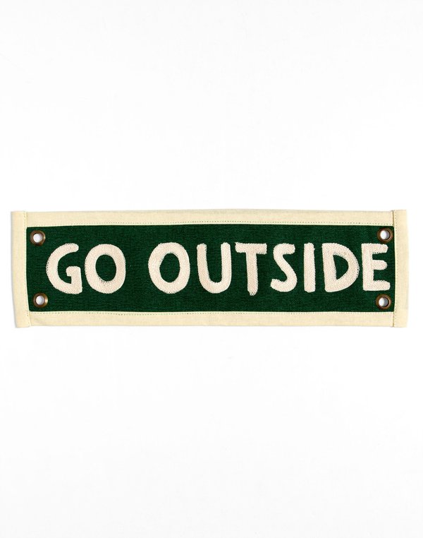 Green Go Outside Embroidered Canvas Banner, 2 of 4