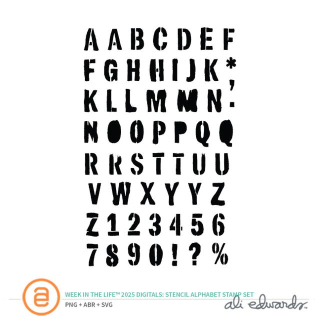 Week In The Life™ 2025  Stencil Alphabet Digital Stamp Set , 1 of 1