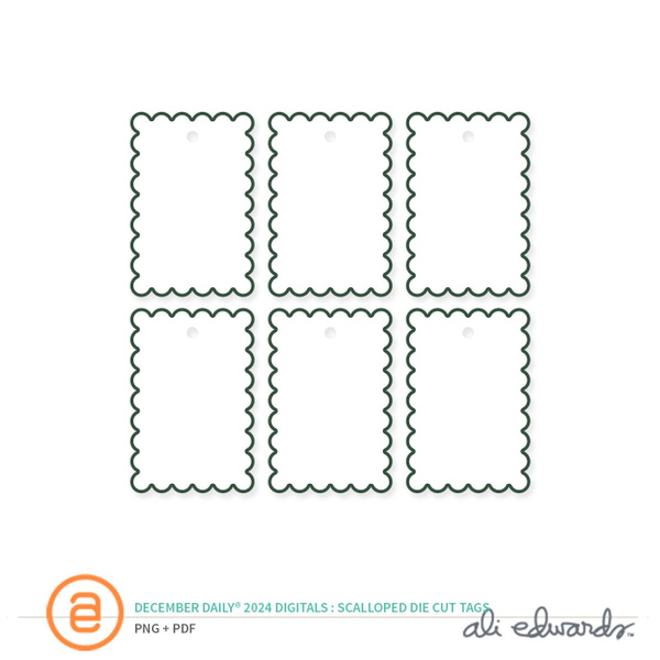 December Daily® 2024 Digital Scalloped Die Cut Tags, 1 of 1