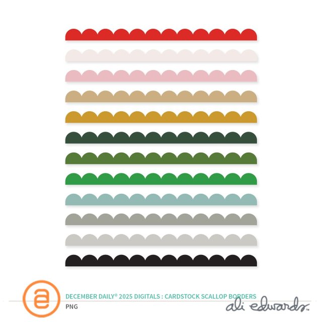 December Daily® 2025 Digital Cardstock Scallop Borders, 1 of 1