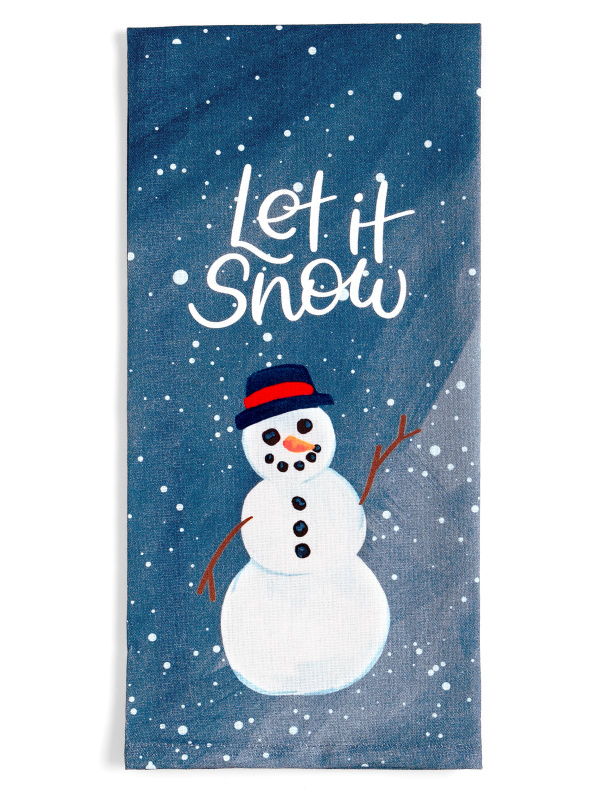 Let It Snow Snowman Kitchen Tea Towel, 3 of 5