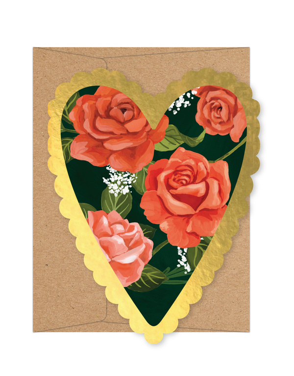 Red Roses Heart Specialty Greeting Card, 1 of 3