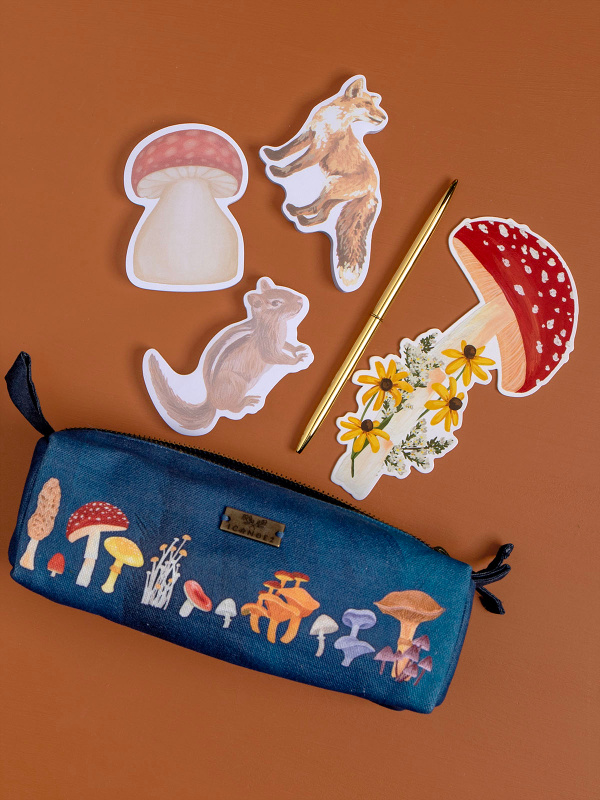 Forest Floor Mushrooms Pencil Pouch – Zippered Case for Pens, 2 of 3