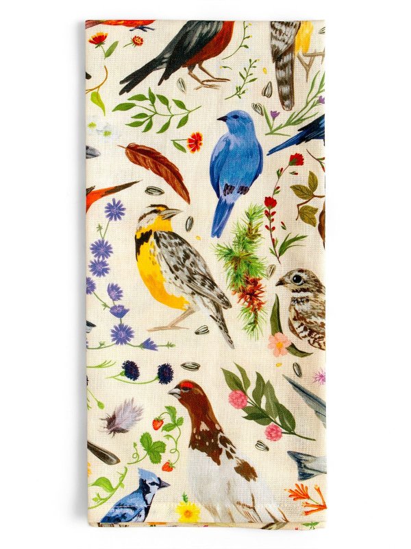 Feathered Friends Birds Kitchen Tea Towel, 3 of 4