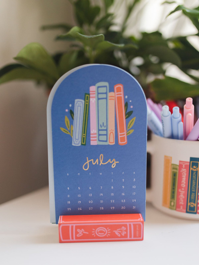 Book Lover's 2027 Mini Desk Calendar with Wooden Block, 2 of 10