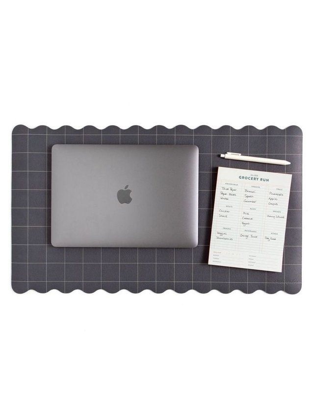 Scalloped Grid Large Desk Mat - Charcoal, 4 of 4