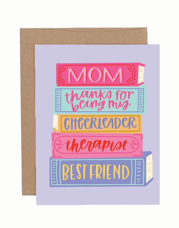 Mom Book Stack Greeting Card, 1 of 1