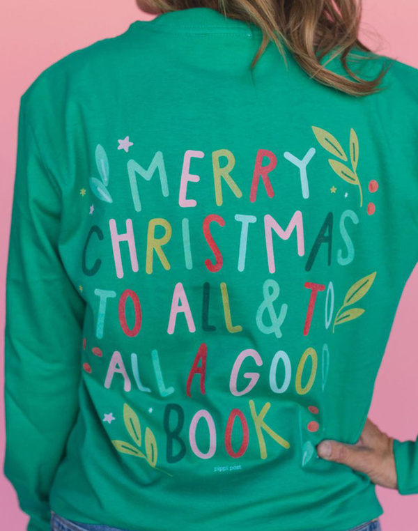 To All A Good Book Long-Sleeve Tee - Kelly Green, 1 of 4