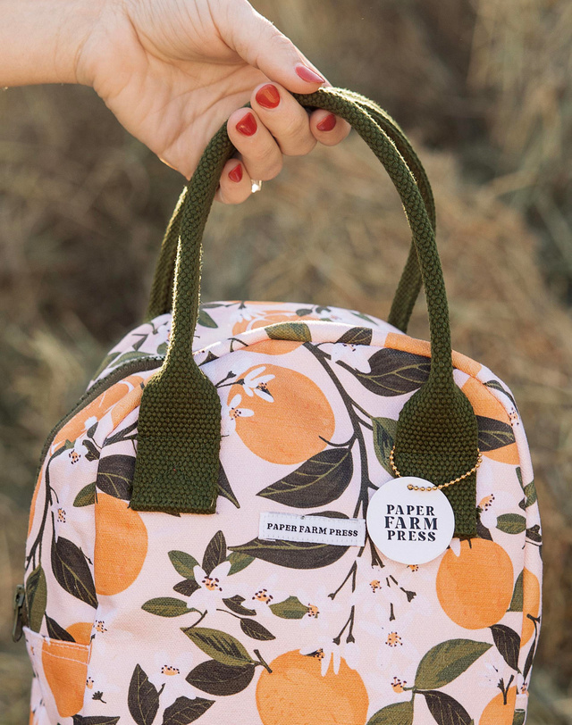 Orange Orchard Reusable Canvas Lunch Tote Bag, 7 of 10