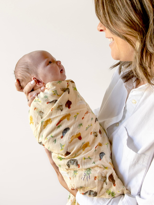 Chicken Meadows Baby Swaddle, 2 of 5