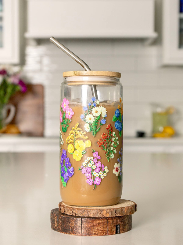 Vintage Blooms Floral Glass Can, 2 of 4